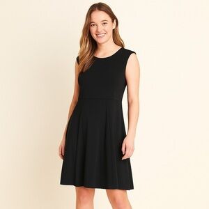 Boden Cap Sleeve Knee Length Jersey Knit Dress 8 Medium Black casual neutral